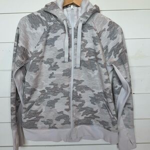 ATHLETA Triumph Hoodie Jacket Gray Camo